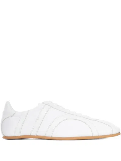 Totême Canvas Low-top Sneakers With Leather Profiles In White