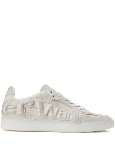 Alexander Wang White Leather Lex Sneakers In Brown