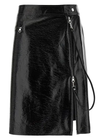 Courrèges Vinyl Skirt Featuring Zipper Accents In Black