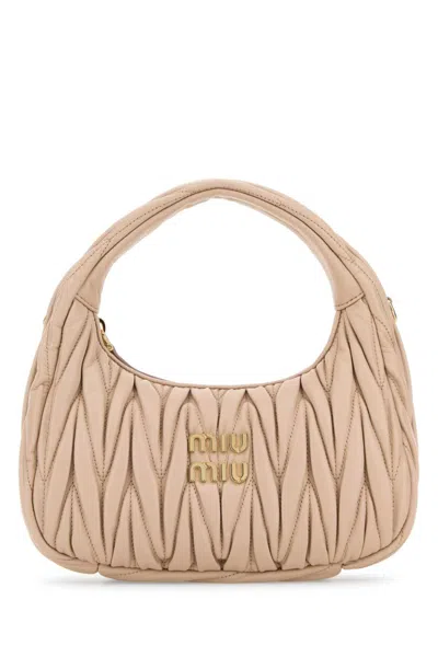 Miu Miu Small Miu Wander Suede Leather Hobo Bag In Pink