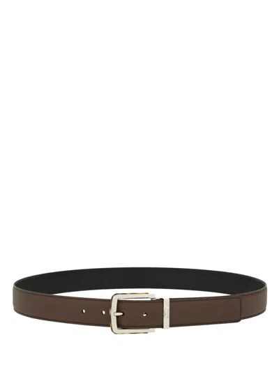 Ferragamo Two-tone Reversible Belt With Tortoiseshell Resin Edge Buckle In Black