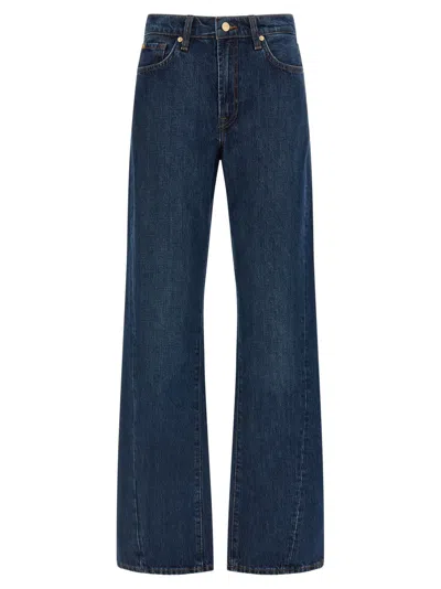 7 For All Mankind Wide Leg Denim Jeans In Blue