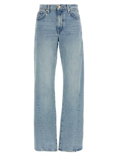 7 For All Mankind Faded Wash Five-pocket Denim Trousers In Blue