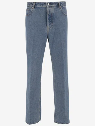 Valentino Five-pocket Denim Trousers Featuring Button Embellishments In Blue