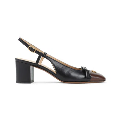 Valentino Leather Vlogo Signature Pumps With Block Heel In Black