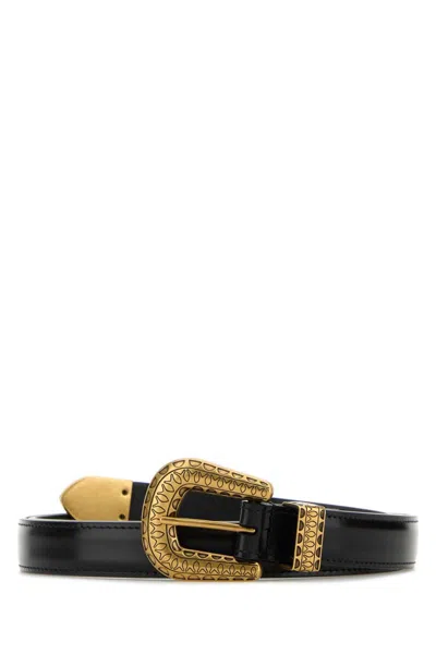 Valentino Garavani Black Vlogo Signature Brushed Calfskin Belt
