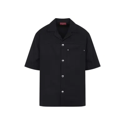 Gucci Classic Short-sleeve Cotton Shirt In Black