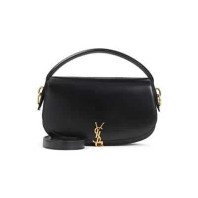 Saint Laurent Voltaire In Box Curved-handle Leather Shoulder Bag In Black