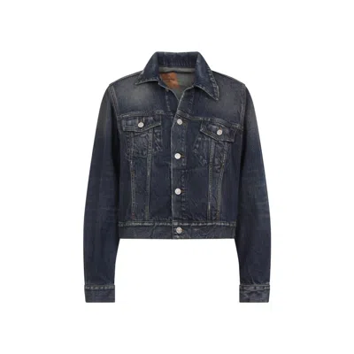 Balenciaga Denim Small Fit Jacket In Blue