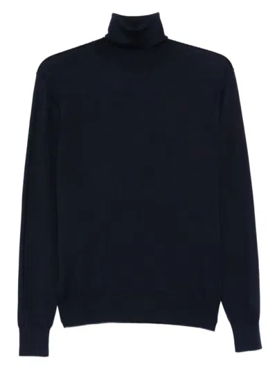 Saint Laurent Wool And Cashmere Turtleneck Pullover In Blue