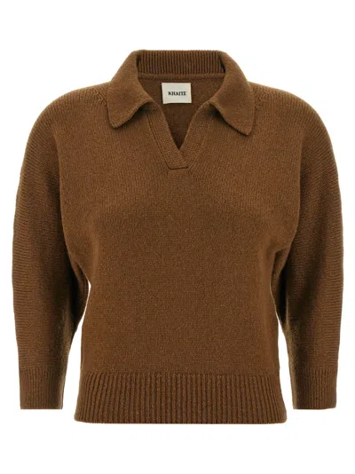 Khaite Herve Polo Sweater In Brown