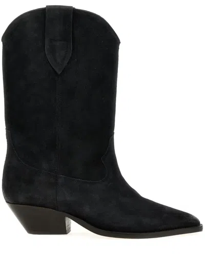 Isabel Marant Duerto' Black Western Style Boots In Suede In Black