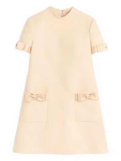 Valentino Knee Length Dress With Bow And Pockets In Neutral