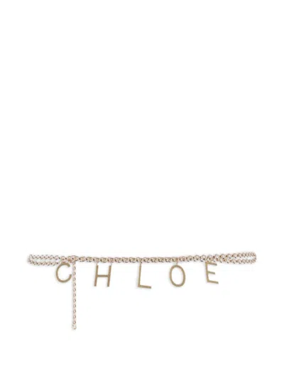 Chloé Metallic Double Chain Belt In Neutral