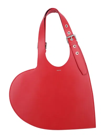 Coperni Heart-shaped Red Calfskin Tote Bag With Adjustable Handle In Red