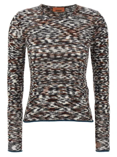 Missoni Crew Neck Sweater With Flame Pattern In Cashmere Blend In Multi