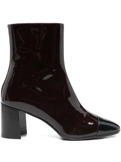 Carel Paris Spirit Ankle Boots In Patent Leather In Brown