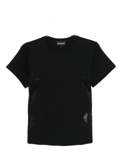 Emporio Armani Cotton Logo Graphic Print T-shirt In Black