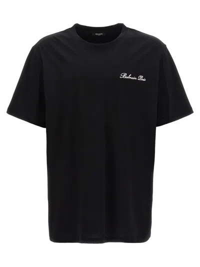 Balmain Black Cotton T-shirt In Black
