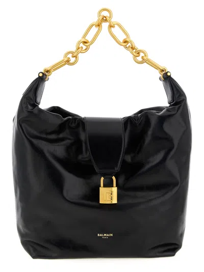 Balmain 'chain Strap Padlock Detail' Shoulder Bag In Black