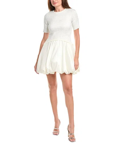 Simkhai Kenny White Crewneck Mini Dress With Puffed Skirt In Viscose Blend Woman