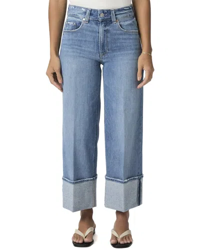 Paige Sasha Cuffed High Waist Ankle Wide Leg Jeans In Blue