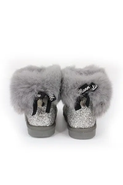 Monnalisa Boot With Rhinestones In Gray