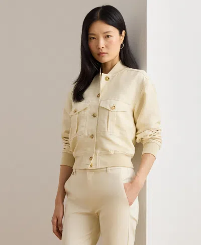 Ralph Lauren Women's Linen-blend Bomber Jacket In Brown