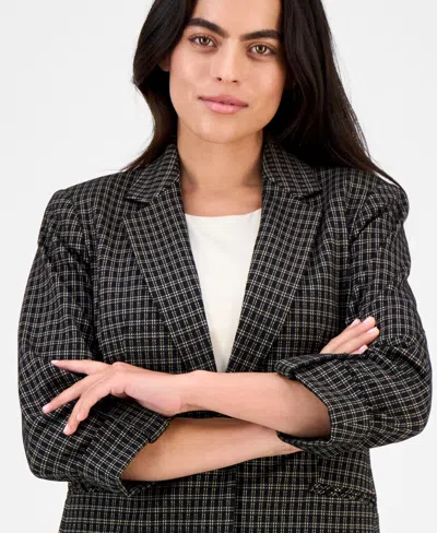 Ak Anne Klein Petite One Button Notch-collar Blazer In Multi