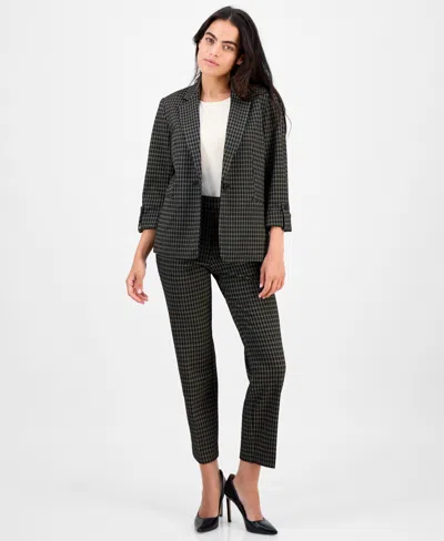 Ak Anne Klein Petite One Button Notch-collar Blazer In Multi