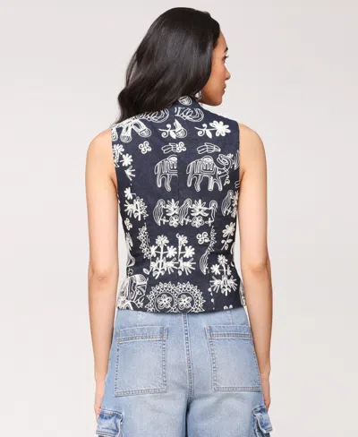 Avec Les Filles Women's Soutache Denim Button-front Vest
