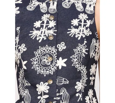 Avec Les Filles Women's Soutache Denim Button-front Vest