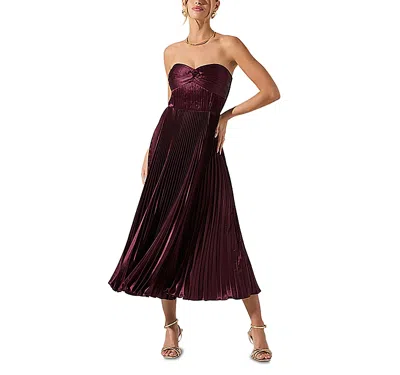 Astr The Label Ascella Strapless A-line Dress In Burgundy