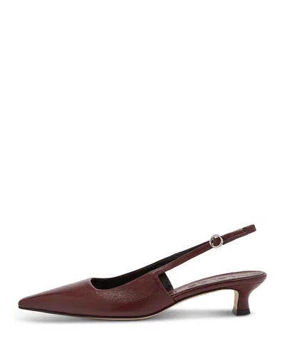Aeyde Buckle Detail Kitten Heel Pointed Toe Pumps In Burgundy