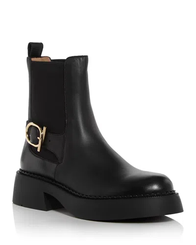 Ferragamo Tia Buckled Leather Ankle Boots In Black