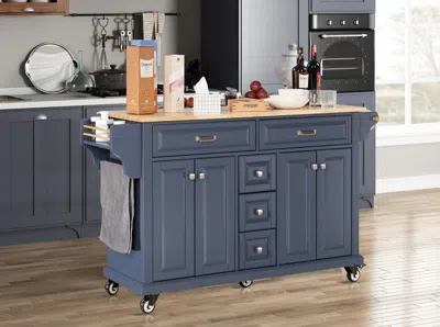 Streamdale Furniture Streamdale Cambridge Natural Wood Top Kitchen Island With Storage