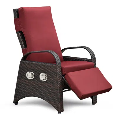 Streamdale Furniture Streamdale Adjustable Outdoor Rattan Recliner With Hidden Table