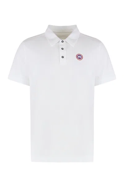 Canada Goose White Short-sleeve Polo Shirt With Traditional Collar In White