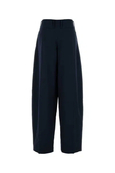 Alexander Mcqueen Navy Blue Wool Wide-leg Pant In Blue