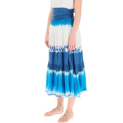 Alberta Ferretti Tie Dye Midi Women's Skirt In Blue