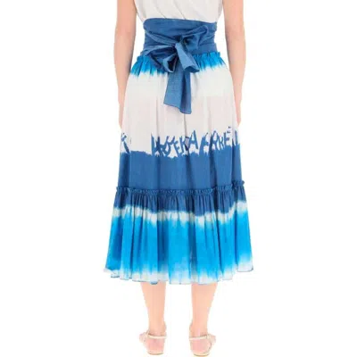 Alberta Ferretti Tie Dye Midi Women's Skirt In Blue