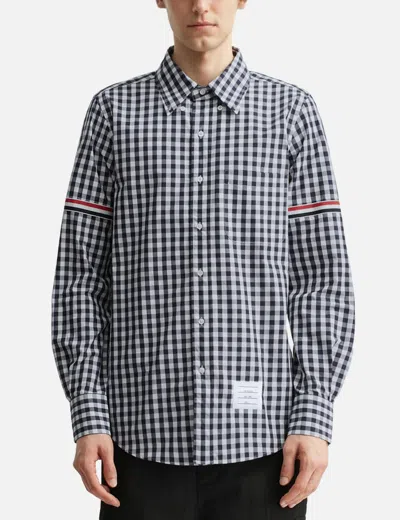 Thom Browne Gingham Check Poplin Armband Shirt In Blue