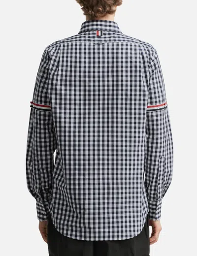 Thom Browne Gingham Check Poplin Armband Shirt In Blue