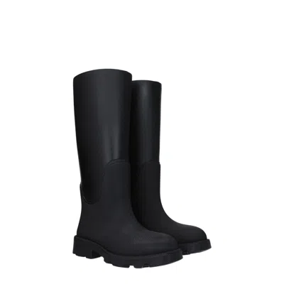 Burberry Black Cotton Women's Boot In Black