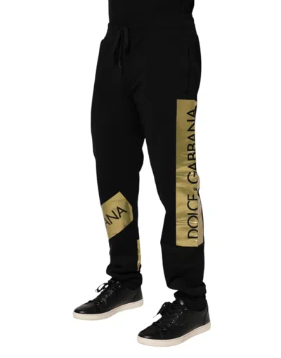 Dolce & Gabbana Black Cotton Stretch Jogger Sweatmen's Men's Pants In Black