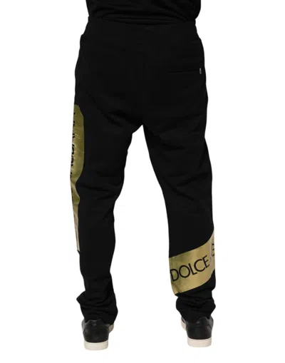 Dolce & Gabbana Black Cotton Stretch Jogger Sweatmen's Men's Pants In Black