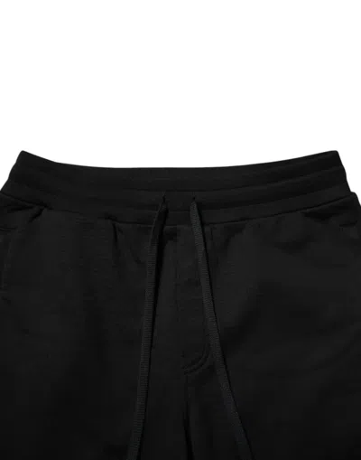 Dolce & Gabbana Black Cotton Stretch Jogger Sweatmen's Men's Pants In Black