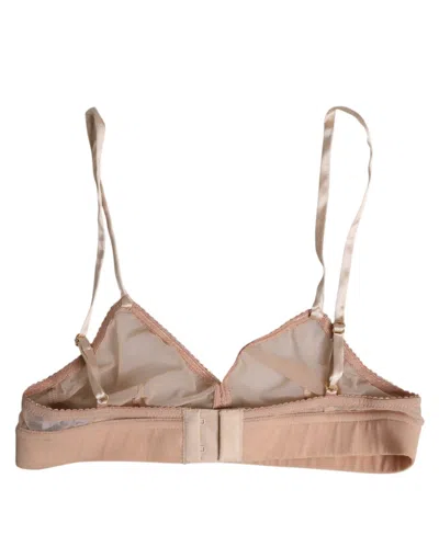 Dolce & Gabbana Powder Pink Nylon Dg Logo Non Wire Bra Women's Underwear In Pink
