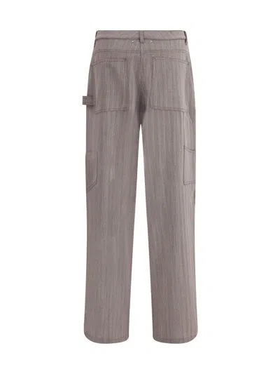 Golden Goose Light Brown Pants In Chevron Wool Blend In Gray