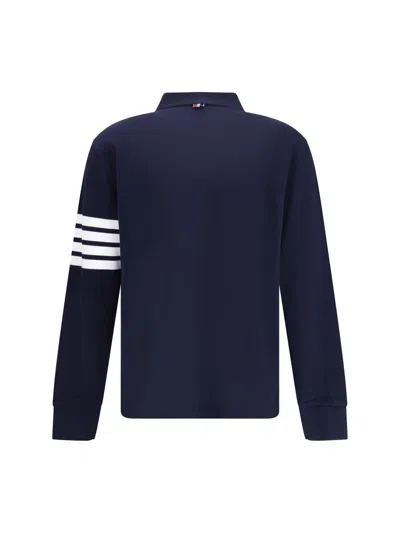Thom Browne Long Sleeve Polo Sweater In Blue